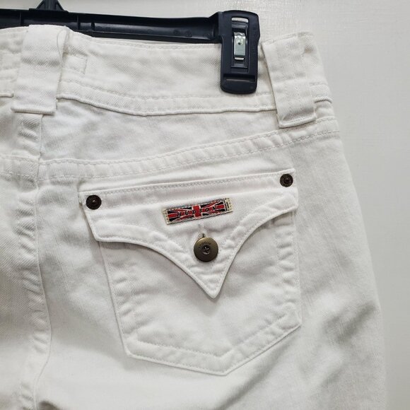 Hudson Women's White Denim Low Rise Flap Pocket Flare Leg Jeans USA Made Size 28 - Picture 6 of 9